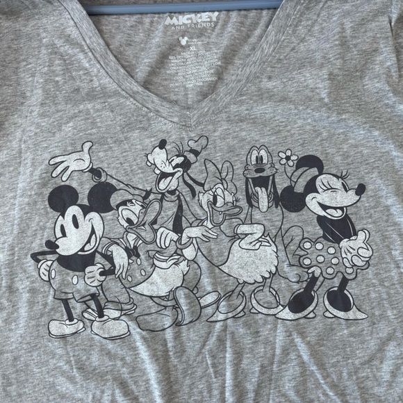 Mickey and Friends XL Womens Heathered Grey VNeck Tshirt Retro Comfy Disney - Picture 5 of 15
